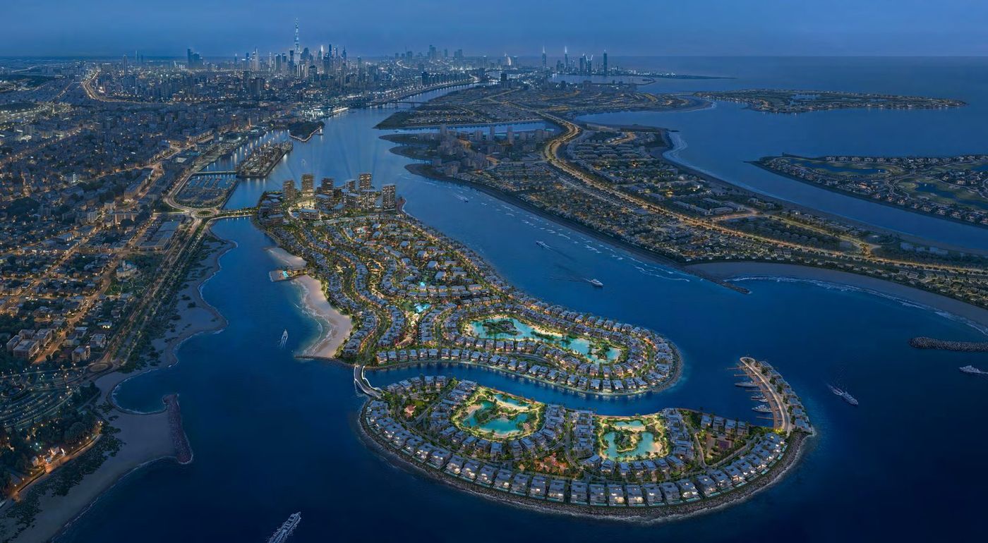 Bay Estate on Island E, Dubai Islands — aerial (Nakheel render)